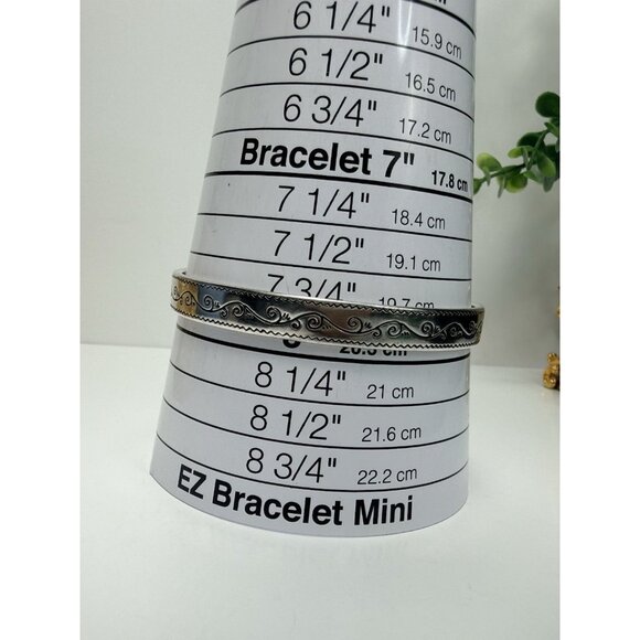 Brighton CANAL Scroll Etched Silver Tone Bangle Bracelet Sz8” - Picture 7 of 9